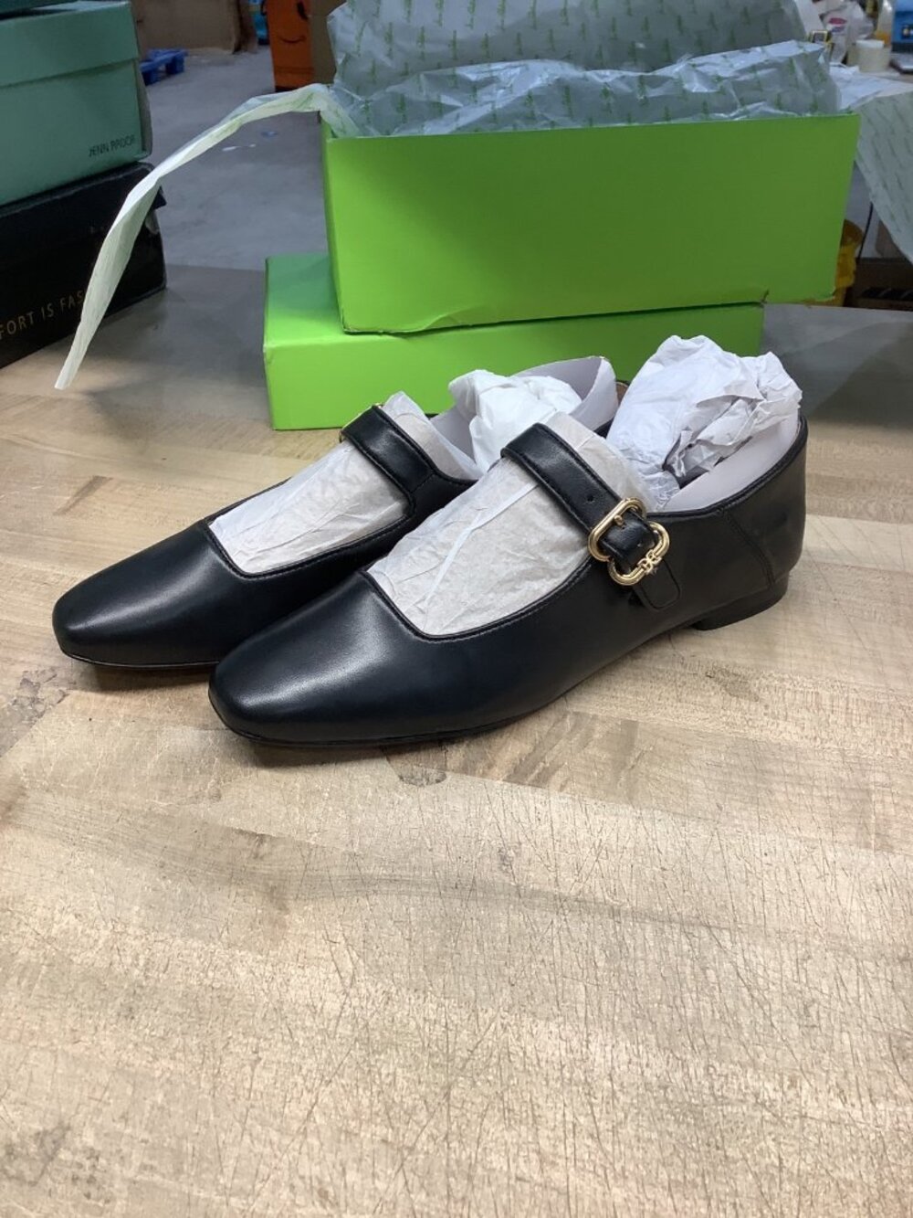Michaela Mary Jane Flat Black Leather